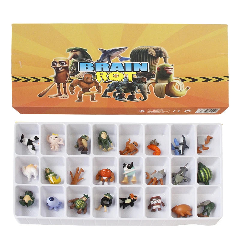 24PCS Funny Mini Figures Italian Brainrot Set Tung Tung Tung Sahur