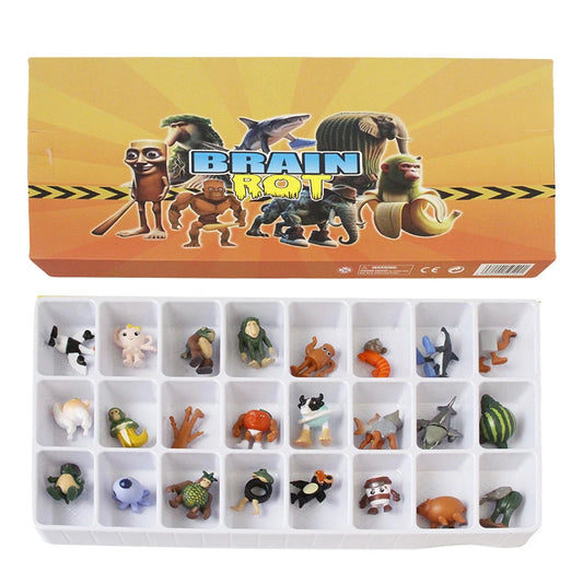 24PCS Funny Mini Figures Italian Brainrot Set Tung Tung Tung Sahur