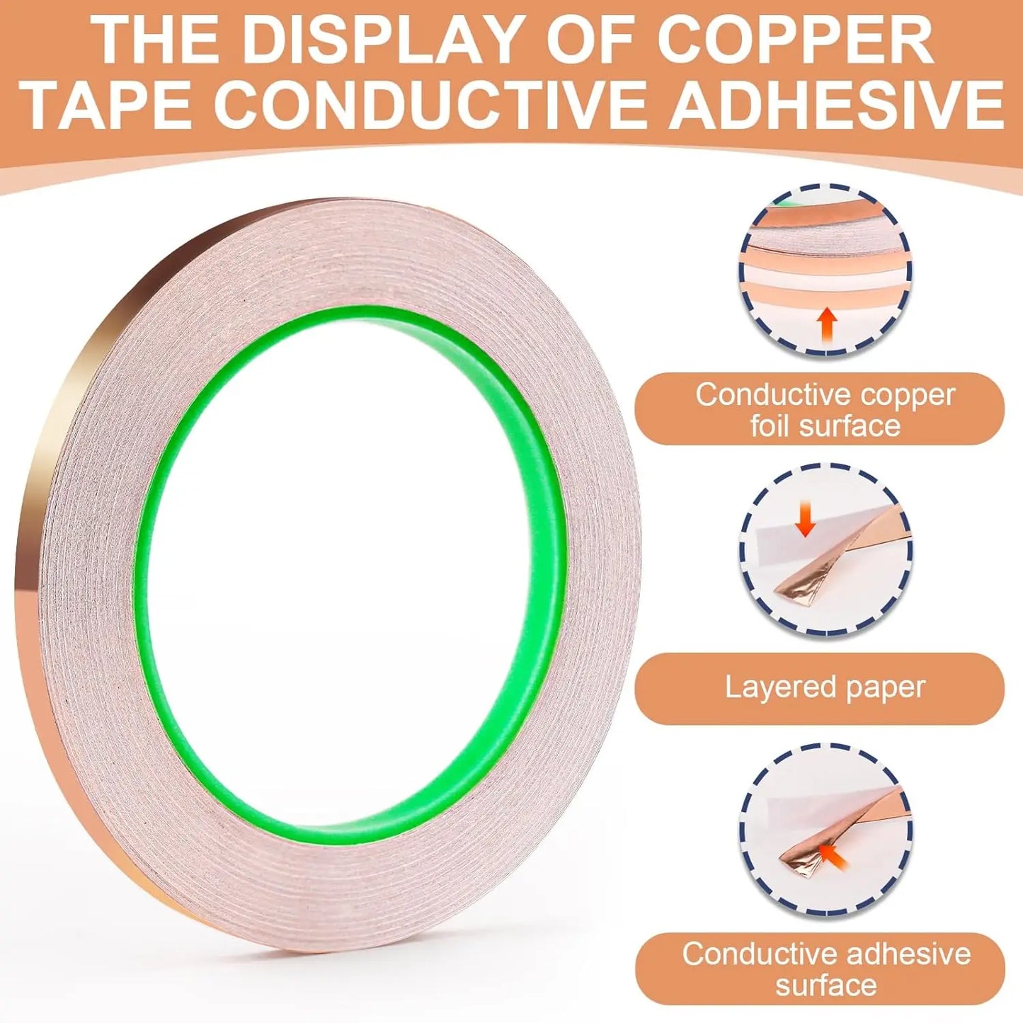Copper Tape Double-Sided Conductive Copper foil tape for Stained Glass
