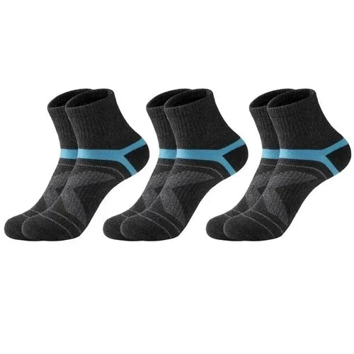 3 Pairs Men's Socks Hiking Black Sports Basketball Socks Casual Soft