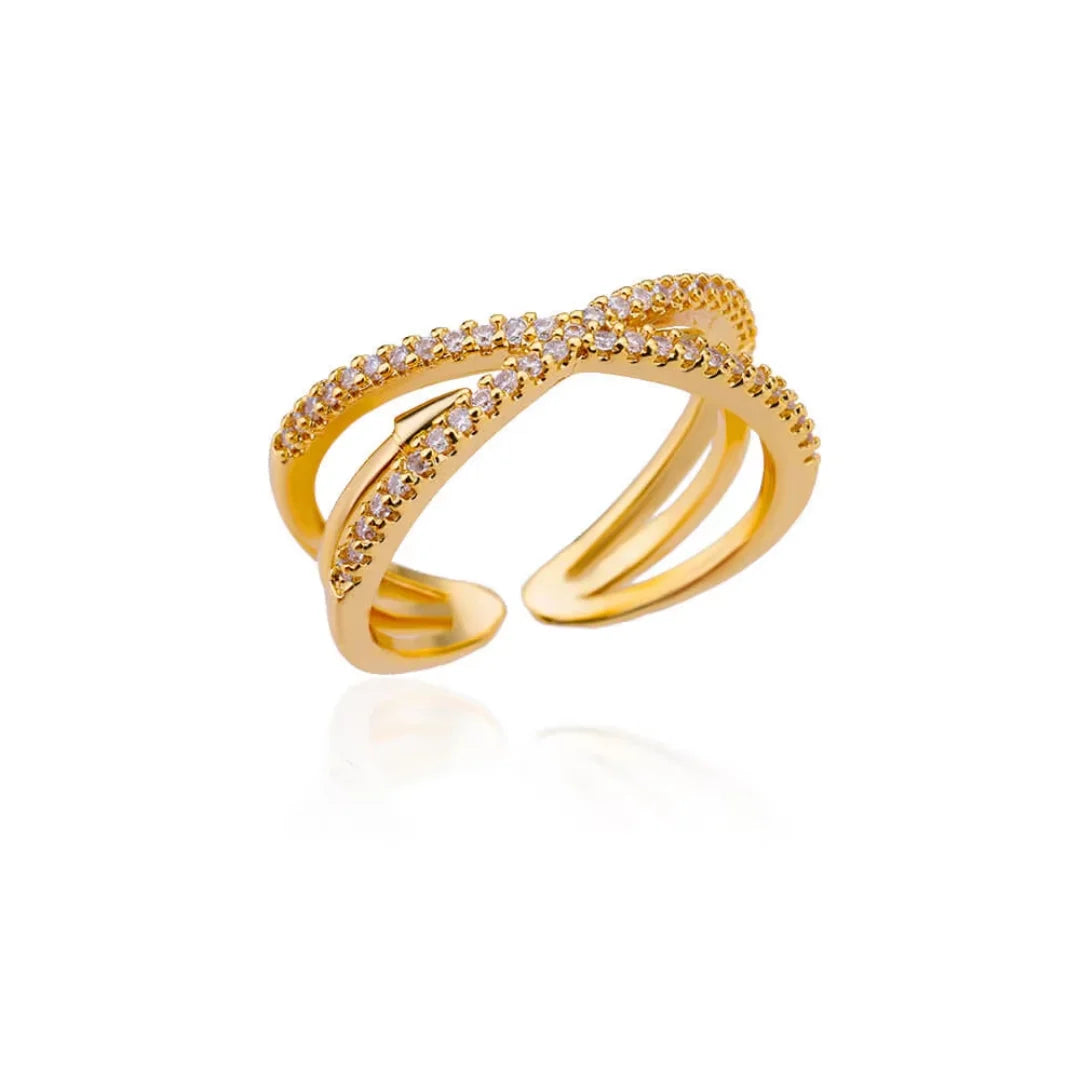 Zircon Cross Ring, Women's Open-end Cross Ring, Aesthetic Jewelry Gift