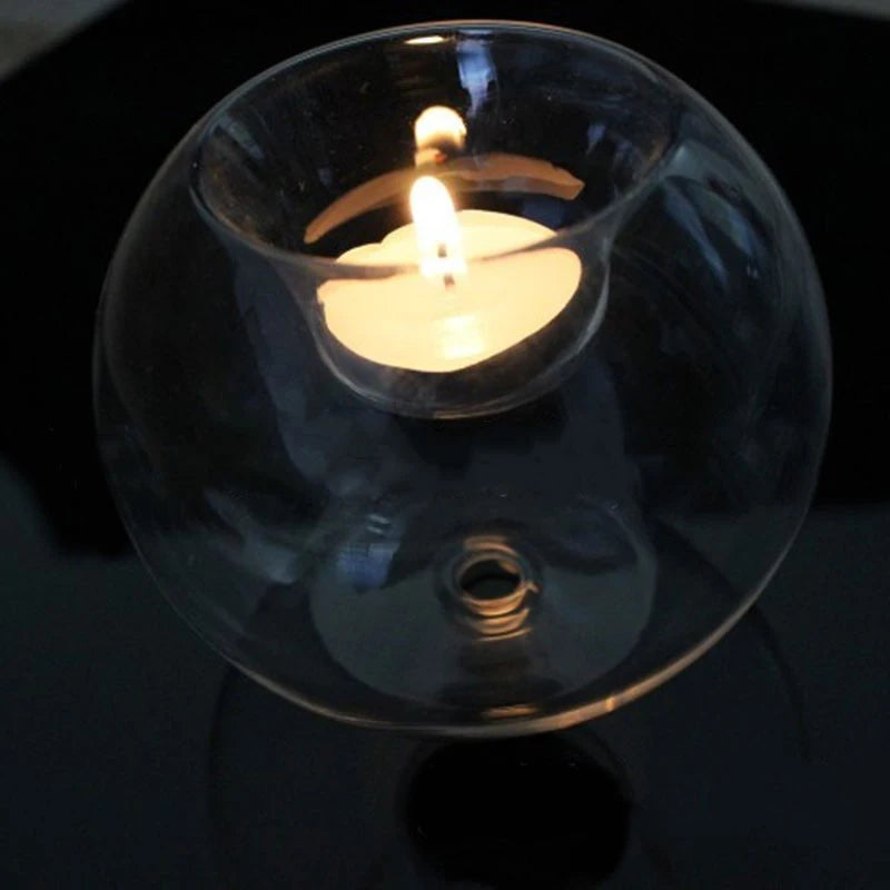 Transparent Glass Candle Holder European Glass Round Candle Holder