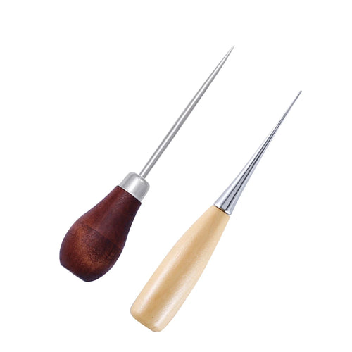 DIY Wooden Handle Awls Leather Tent Sewing Awl Shoes Repair Tool Hand