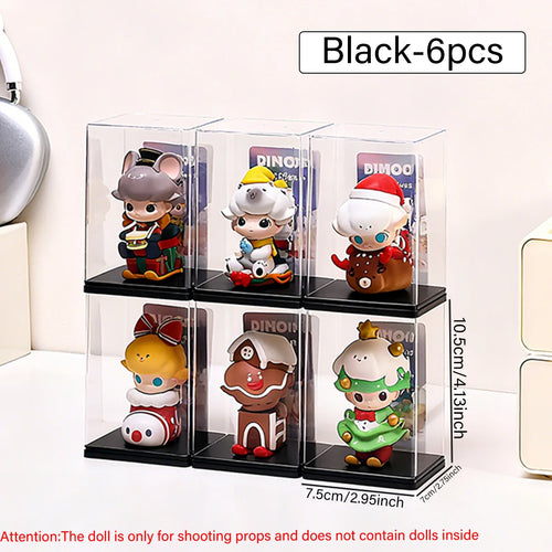 6pcs acrylic dust-proof colored base doll blind box display box card