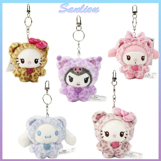 Sanrio Leopard Print Bear Series Cartoon Hello Kitty Keychain Pendant