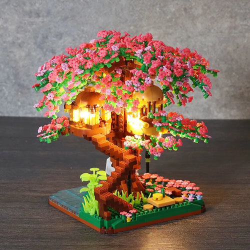 Mini Sakura Tree Building Blocks Set Diy Cherry Blossom Bricks with