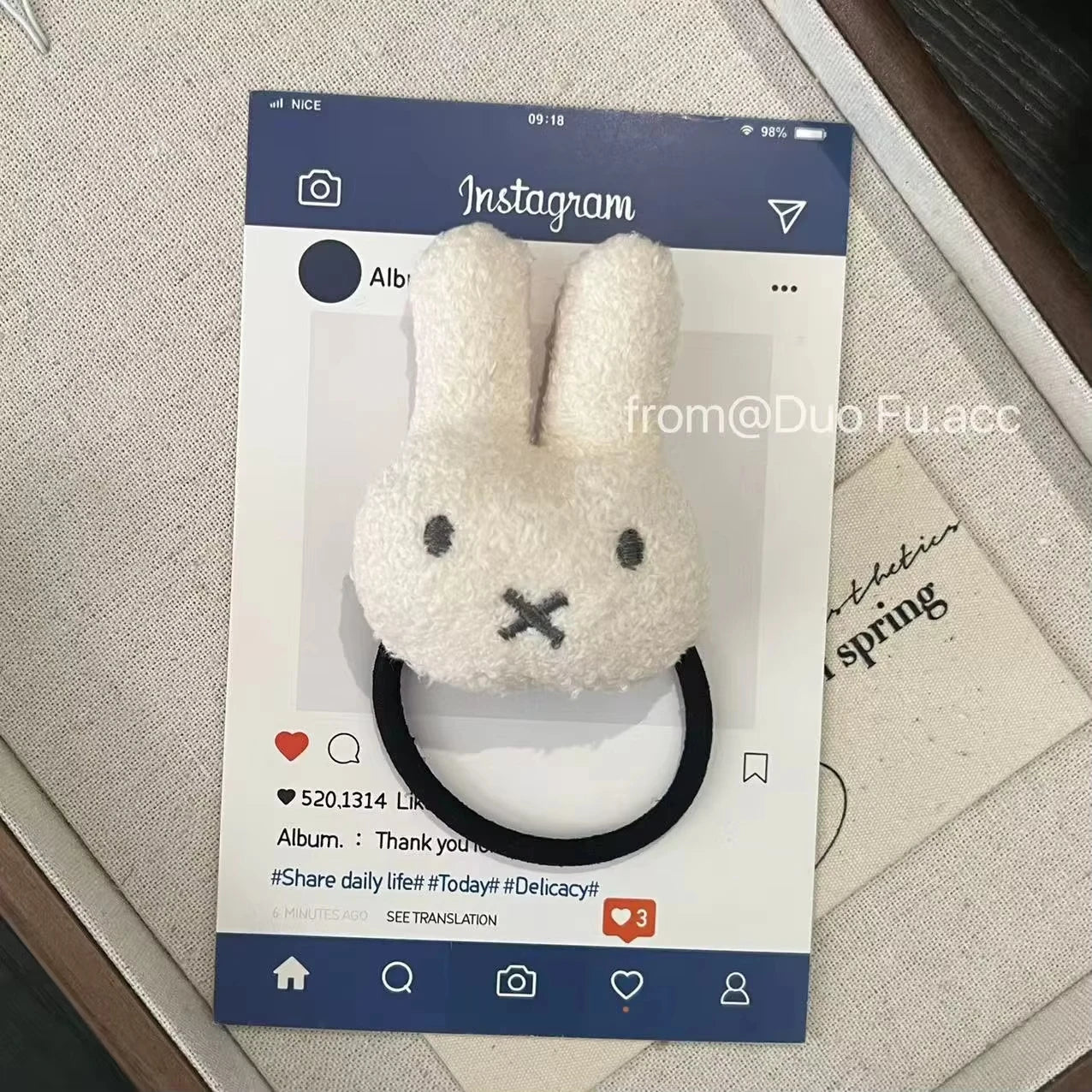 Miffy Cartoon Hair Tie Hairpin Brooch Bangs Clip Pendant Sweet