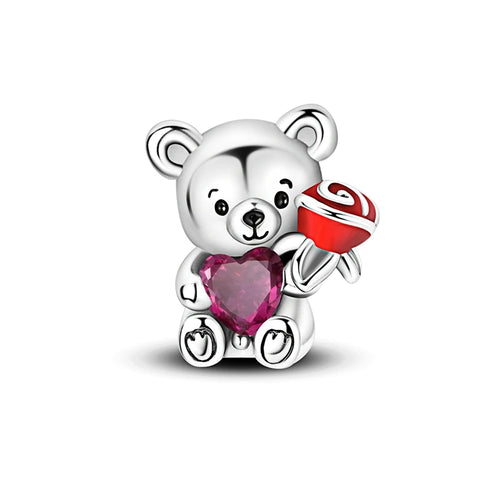 Charms Beads 925 Sterling Silver Tree of Life Peach Heart Sweet Love