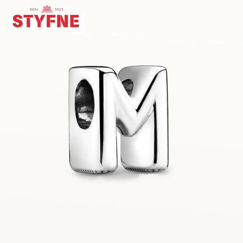 Silver 925 26 Letter A-Z Alphabet Charm Fine Beads Fit Original Charms