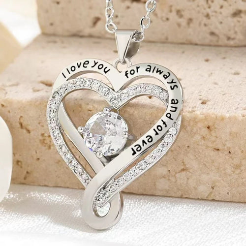 Elegant Style Heart shaped Pendant Necklace Hollow Design Mother's Day