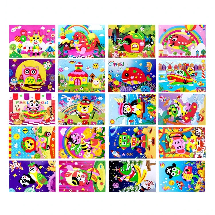 10/20pcs/lot 3D EVA Foam Sticker DIY Cartoon Animal Puzzle for