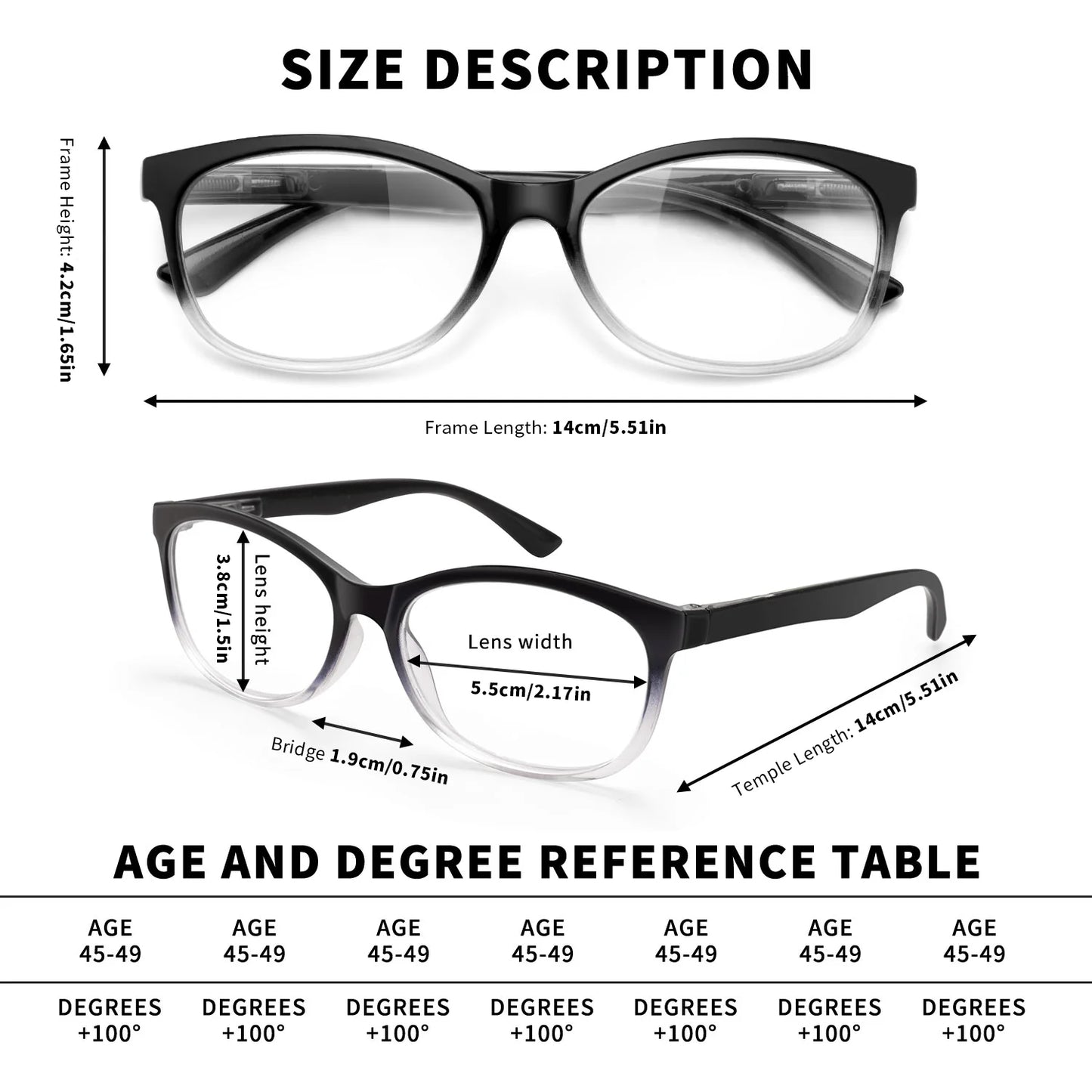1/2/3/4/5PCS VOPHA Auto-Focus Reading Glasses Lightweight PC Frame,