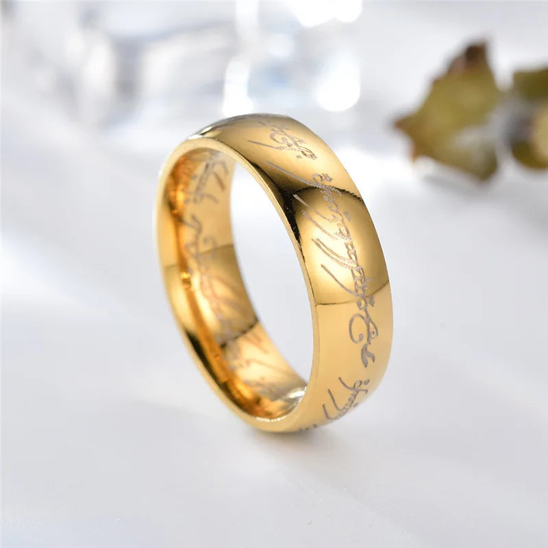 6MM Stainless Steel Laser Engraving Exquisite Couples Wedding Rings,