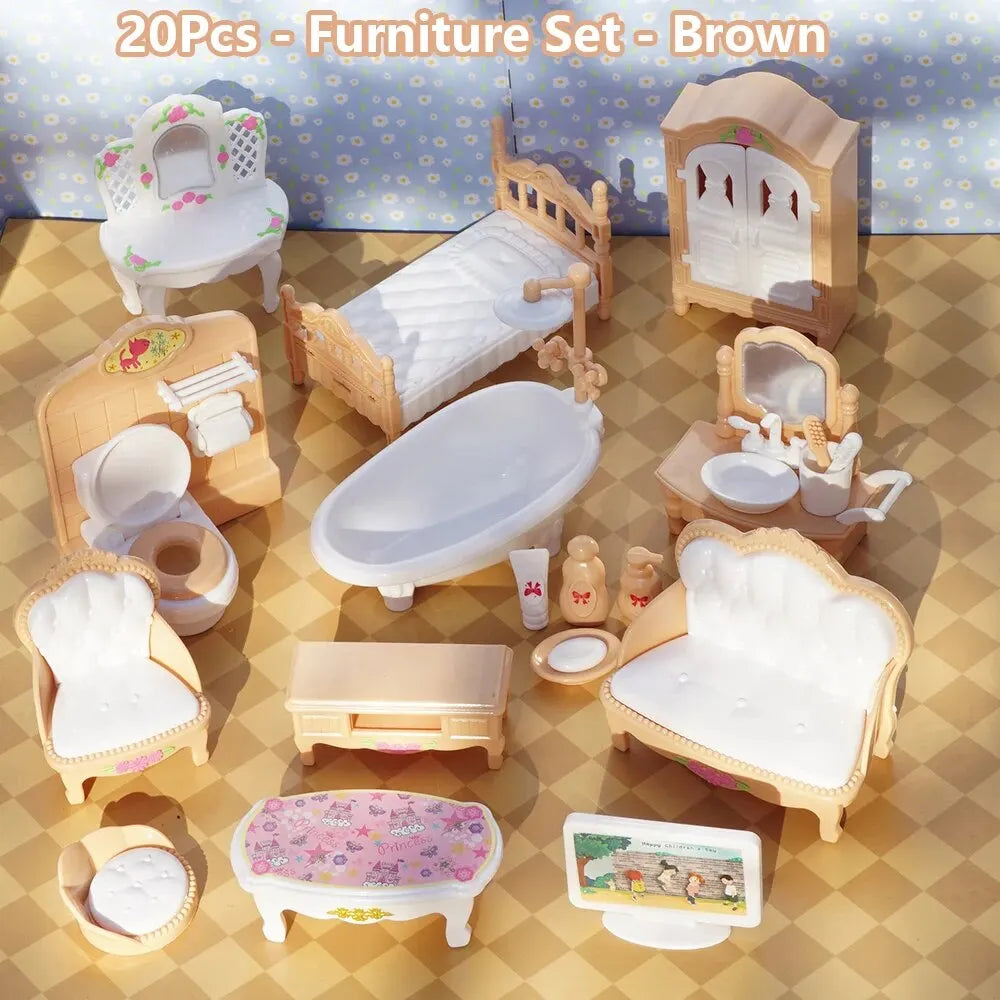 Hot Sale Cute Kawaii Pink 10 Items/Lot Miniature Dollhouse Furniture