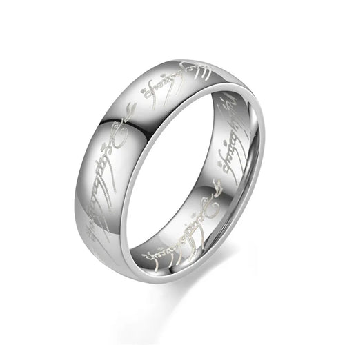 6MM Stainless Steel Laser Engraving Exquisite Couples Wedding Rings,