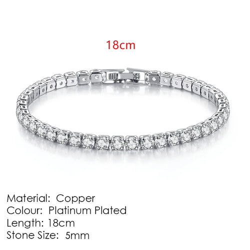Silver Color 2.5/3/4/5mm Zircon Tennis Bracelet For Women Men Dazzling