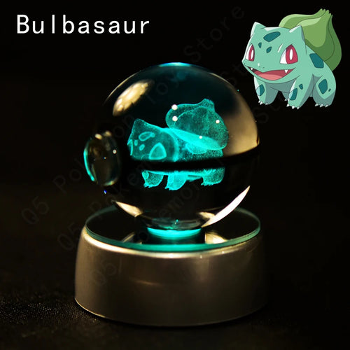 Pokemon Crystal Ball 3D Pikachu Mewtwo Mew Gengar Night Light Lamp