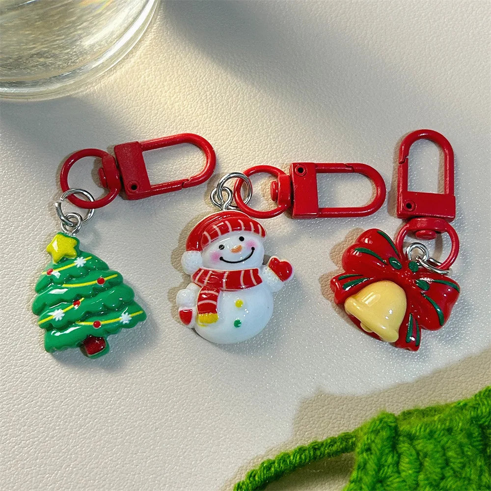 10-30Pcs Cute Cartoon Elk Santa Keychain, Christmas Party Birthday
