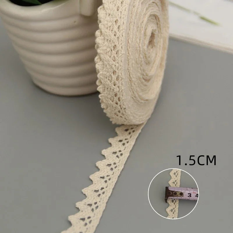5Yards Cotton Lace Trim Ribbon Beige Sewing Trim Lace Ribbon Crochet
