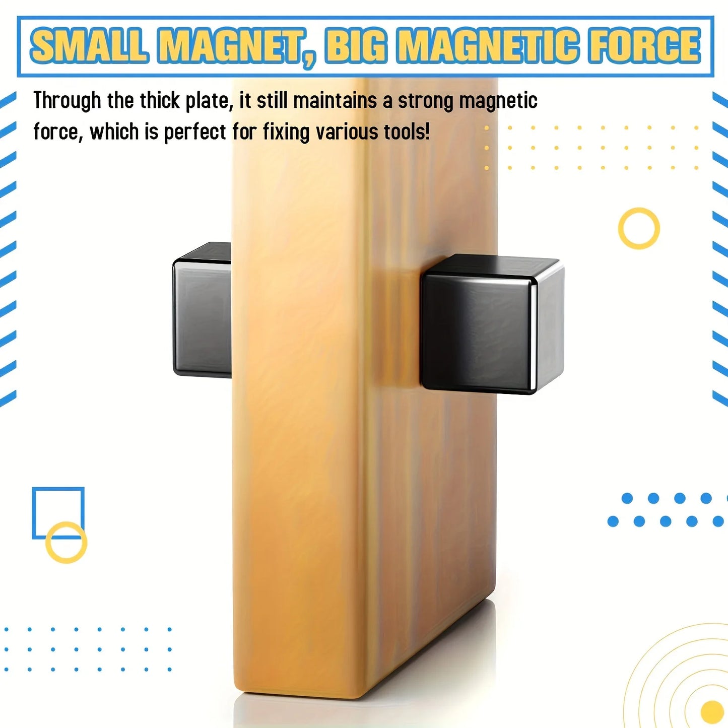 Square magnets, Great Pull Force, Perfect for Fridge, Garage, Kitchen,