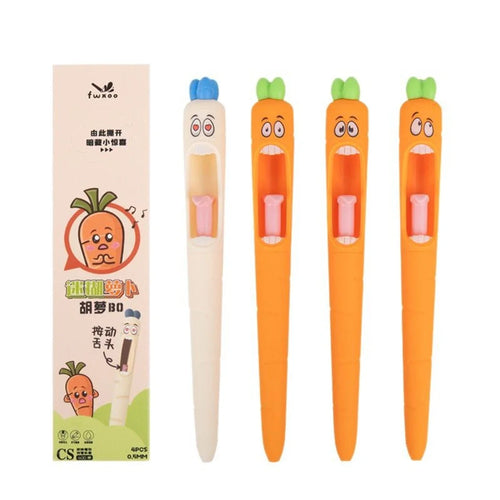Cute Cartoon Kawaii  Pens Carrot Shaped Gel Pen Design Retractable
