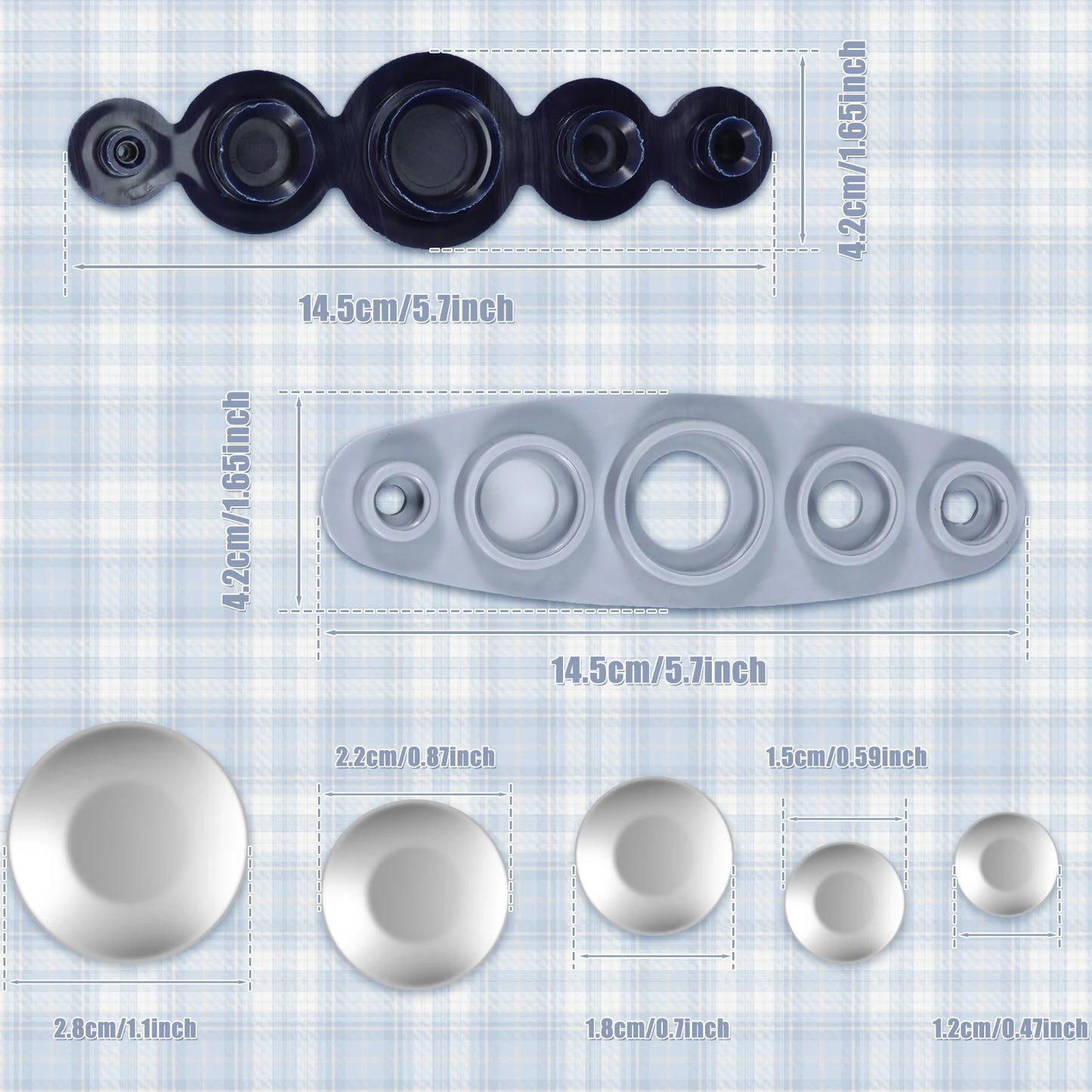 100 Pcs Cover Button Kit 5 Different Size Cover Buttons with 5 in 1