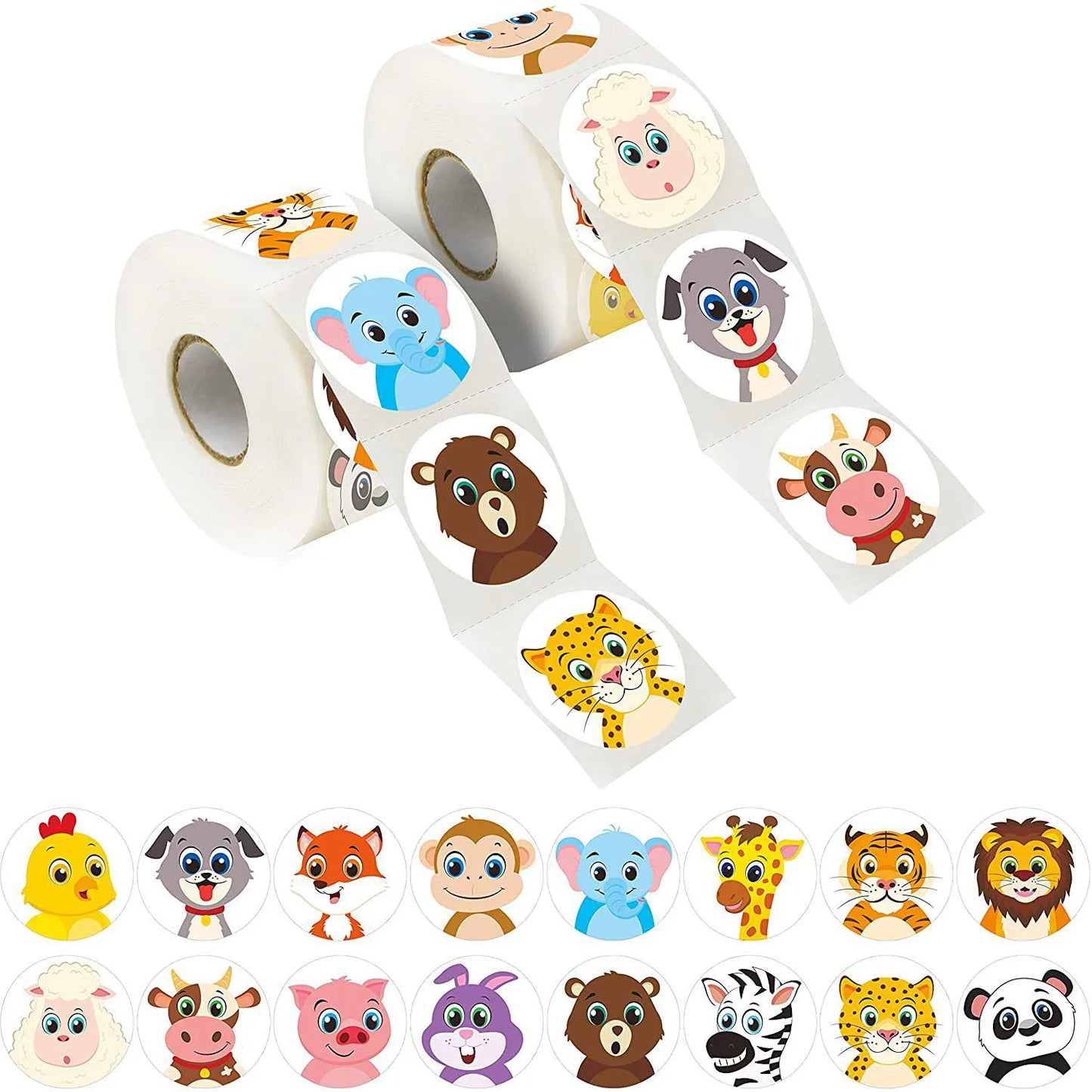 500Pcs/Roll Cartoon Animal Reward Stickers 2.5cm/1.0in Diy Decor