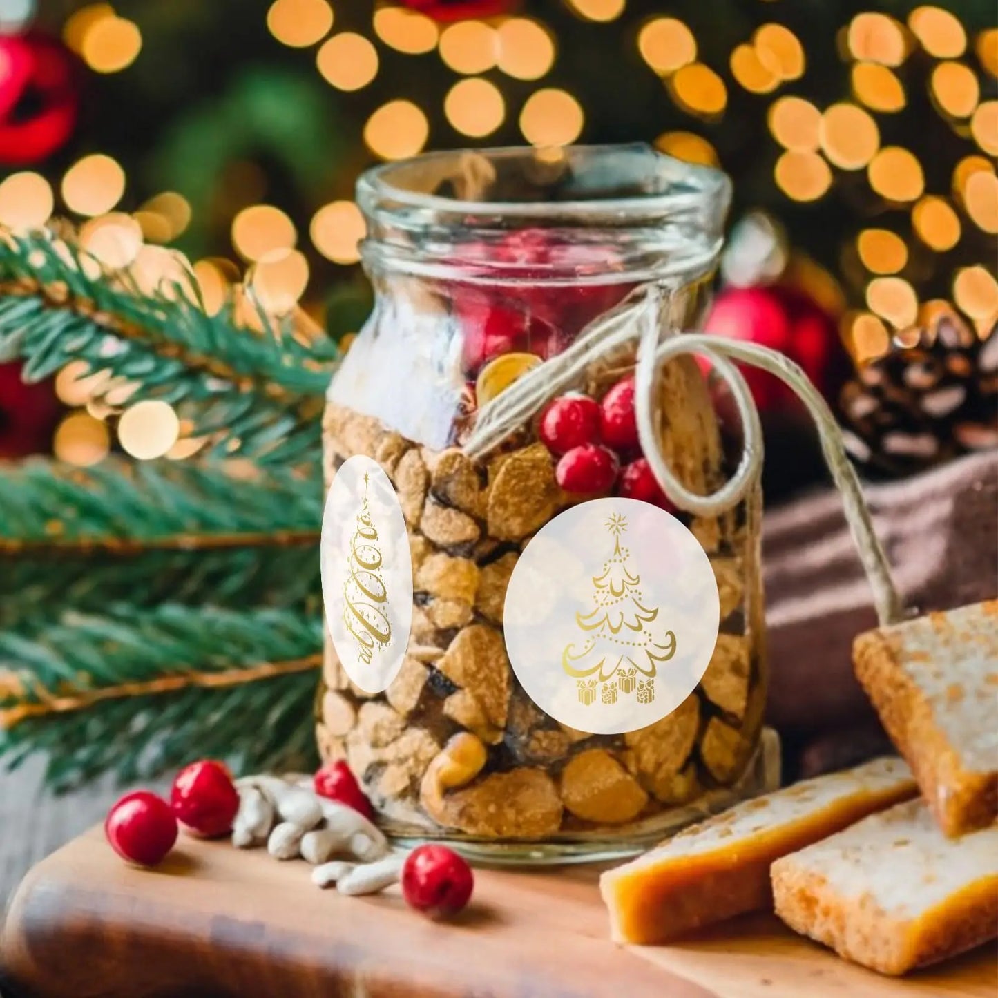 500pcs Clear Christmas Stickers Roll Seal Stickers Self-Adhesive Seals