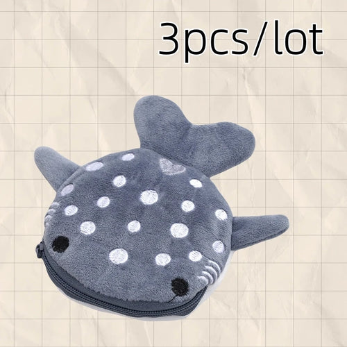 New Cartoon Shark Plush Coin Purse Cute Coin Holder with Keyring Data