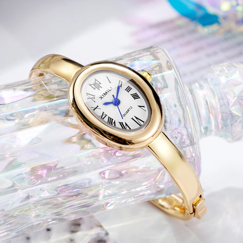 Elegant Oval Roma Dial Women Quartz Watch Fashion Bracelet Strap