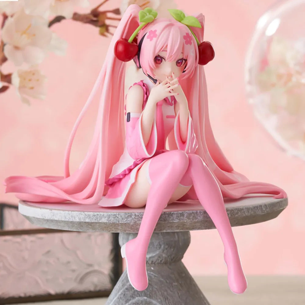 New Hatsune Miku Anime figure Pink dress PVC model action toys Cherry