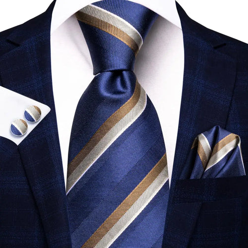Black Red Striped Silk Wedding Tie For Men Handky Cufflink Gift Men