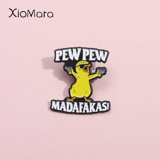 Pew Pew Madafakas! Cute Chicken Enamel Pins Cool Killer Little Chicken