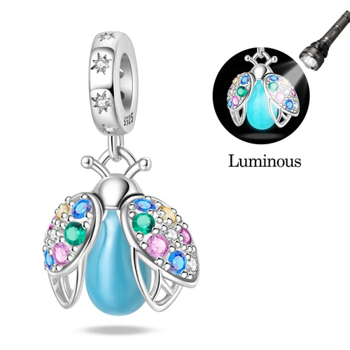 Fit Original 925 Sterling Silver Charms Beads Luminous Firefly Charms