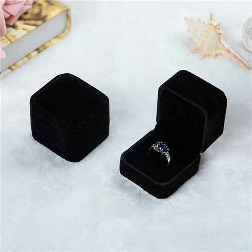 Rounded Flannelette Ring Box Flocking Jewelry Box Ring Stud Badge