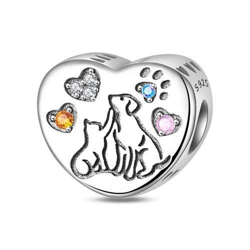 925 Silver Color Mushroom Owl Cat Bone Animal Charms Beads Fit Pandach