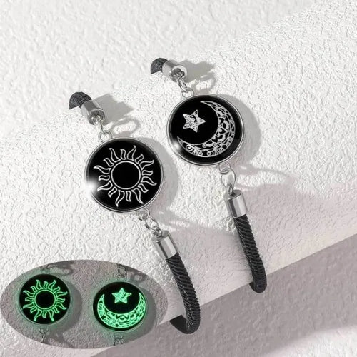 Romantic Luminous Sun Moon Couple Bracelets for Women Men Handmade
