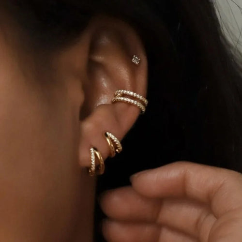 3pcs New Fashion Minimalist Copper Zircon Cross Earrings Set for Women
