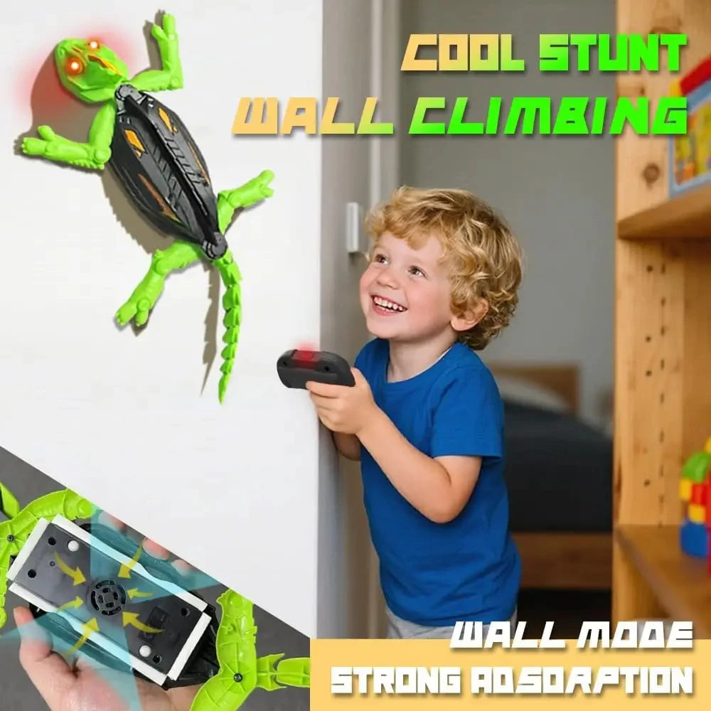 Rechargeable RC Gecko Toy Remote Control Lizard for Kids LED Eyes Dual
