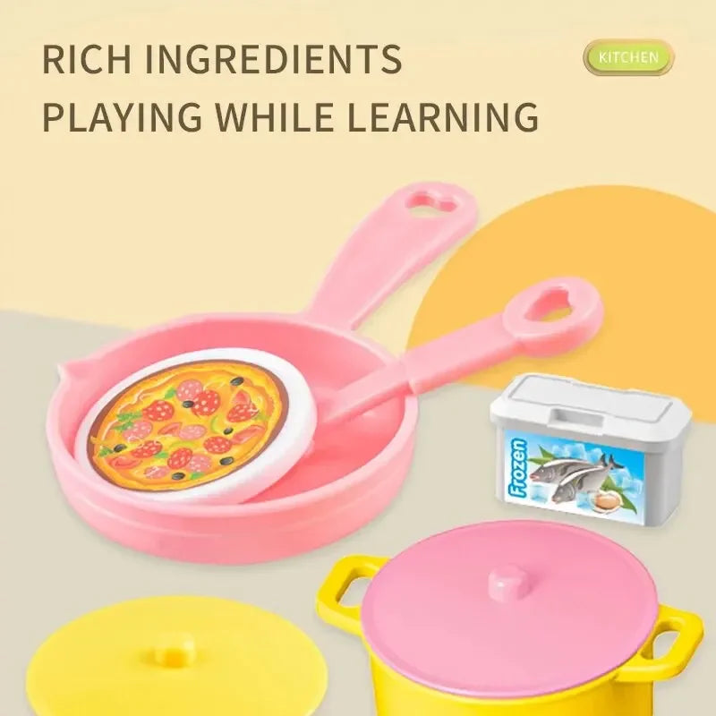 Mini Kitchen Counter Play Set DIY Simulated Cooking Food Tableware