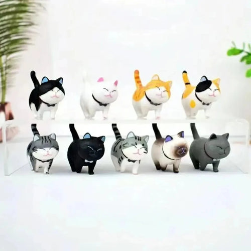9pcs Cute Cat Ornaments Set, Kawaii Desktop Decor for Home Office,