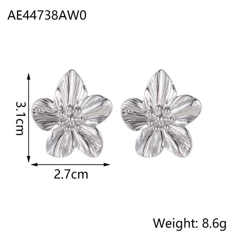 CARLIDANA Flower Stainless Steel Statement Earrings for Women Floral