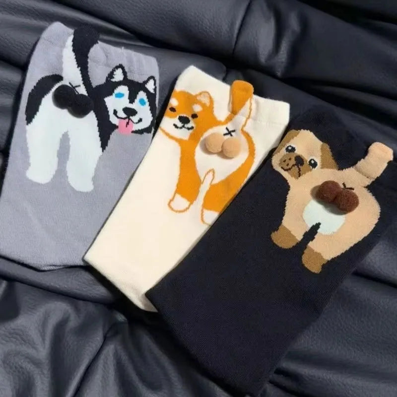 Cozy Cartoon Cat Egg Couple Socks Mid-Calf Warm Winter Maternity Wear
