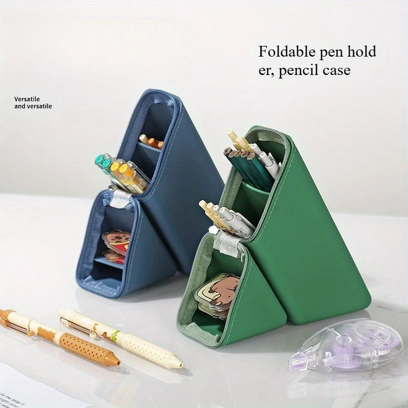 Foldable Silicone Pen Holder-Large Capacity Expandable Pencil Cup for