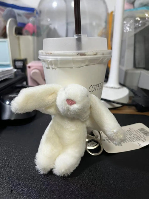 Stuffed Animals Cute Cartoon Rabbit Keychain Love Pompom Trinket Toy