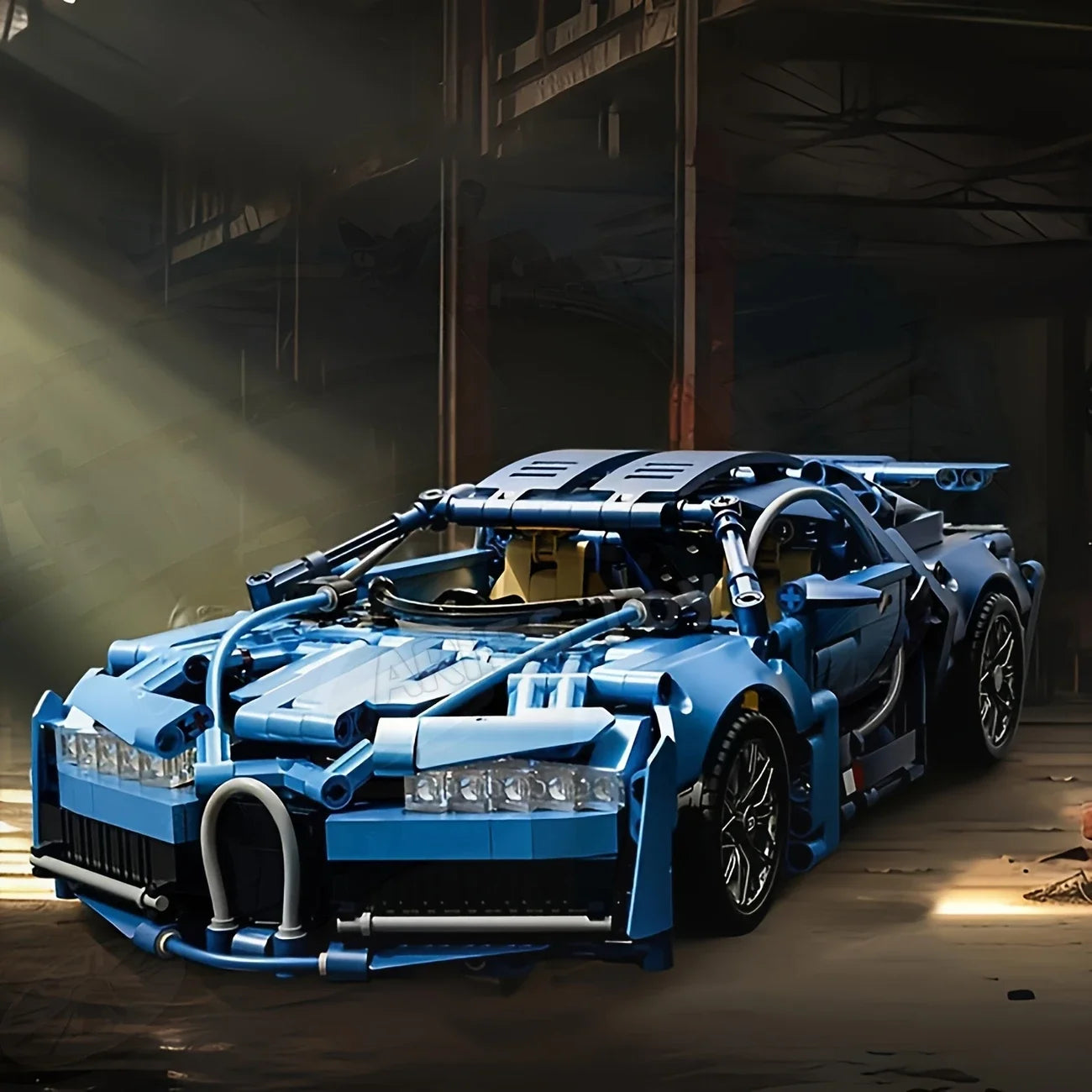 635-Piece Blue Supercar Building Block Set, 1:14 Scale Racing Car