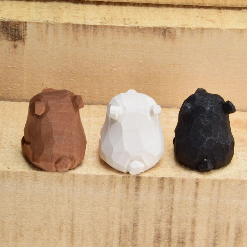 Wooden Bear Miniature Polar Bear Crafts Ornaments Cute Mini Solid Wood