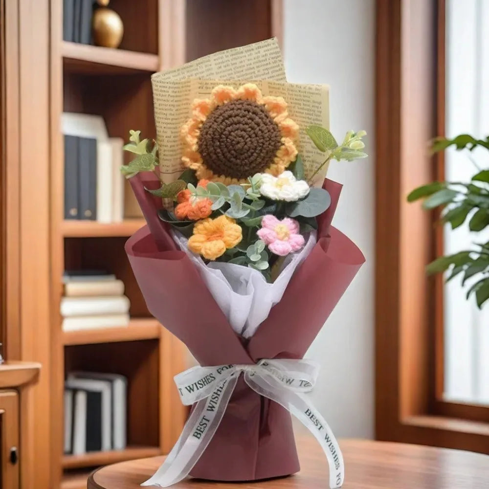 Artificial Flower Crochet Bouquet Eternal Flower Handmade Graduation