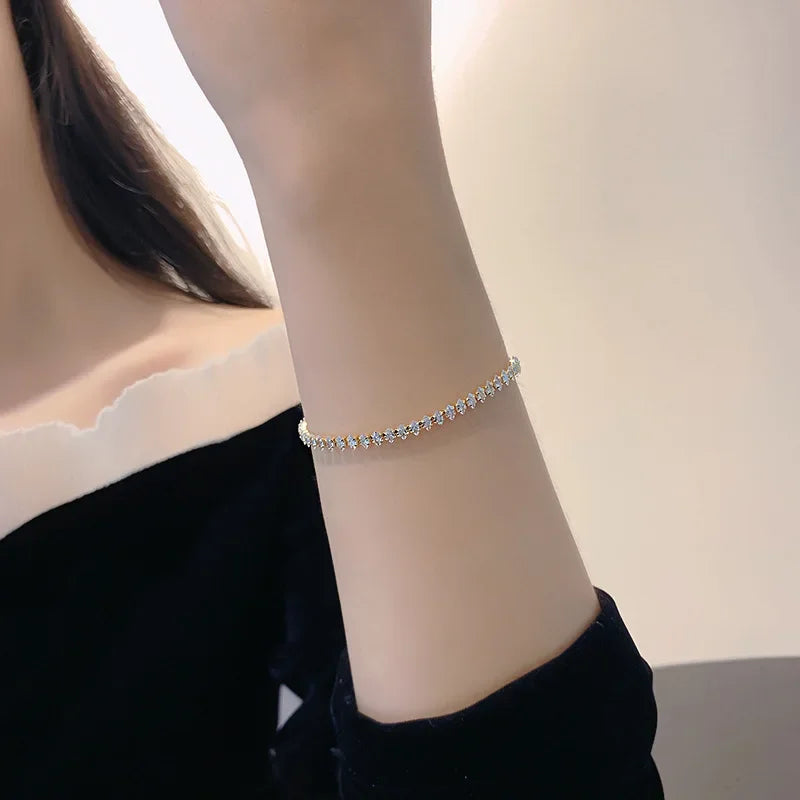 Luxury Roman Crystal Geometric Chain Bracelets for Women Trendy Goth