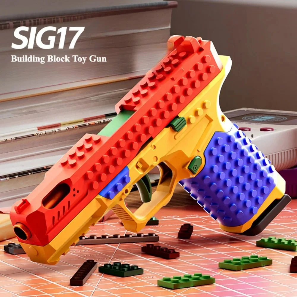 SIG17 Building Block Toy Gun Continuous Firing Blowback Soft Bullet